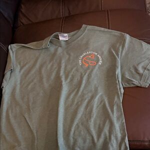 Gildan Olive Green Tee with Orange Logo